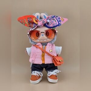 Fits Labubu Clothes Orange Scarf